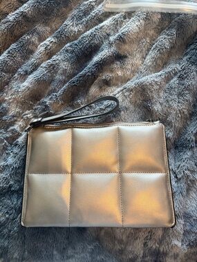 a new day Metallic Silver Quilted Wristlet Clutch